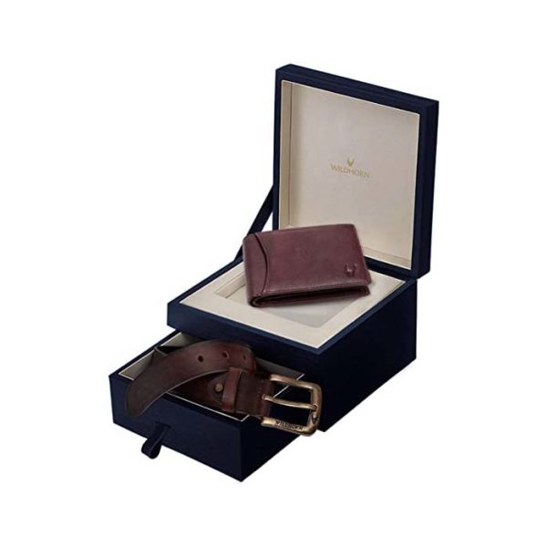 Portefeuille en cuir protégé par RFID et combo cadeau WildHorn® pour homme