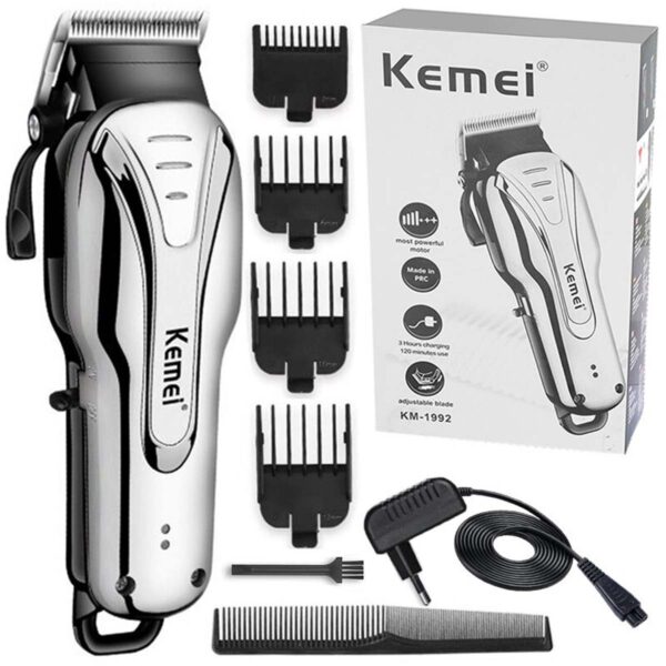 Kemei Tondeuse à Cheveux KM-1992 Rechargeable – Argent