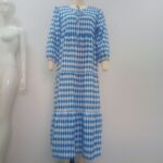 Robe longue à manches bulles motif géométrique - bleu – Image 2