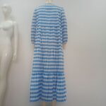Robe longue à manches bulles motif géométrique - bleu – Image 3