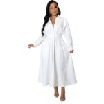 Robe chemise - manches longues - Blanc