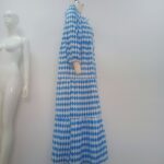 Robe longue à manches bulles motif géométrique - bleu – Image 4