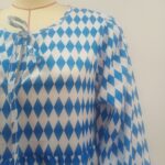 Robe longue à manches bulles motif géométrique - bleu – Image 5