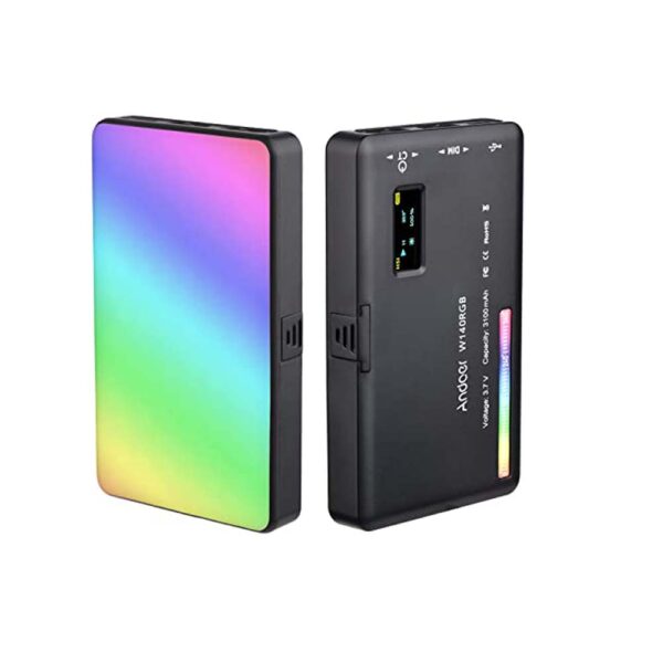 Lampe LED W140 RGB Rechargeable, lumière de remplissage pour photographie, CRI95+ 2500K-9000K , 20 effets d'éclairage