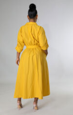 Robe chemise -manches longues- Jaune – Image 2
