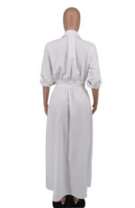 Robe chemise - manches longues - Blanc – Image 4