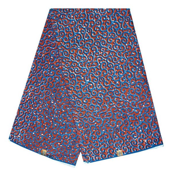 Complet Pagne Africain GTP WAX GHANA Conseillé - 6 Yards - Bordeau/Bleu