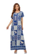 Robe elegante manches courtes - style ethnique