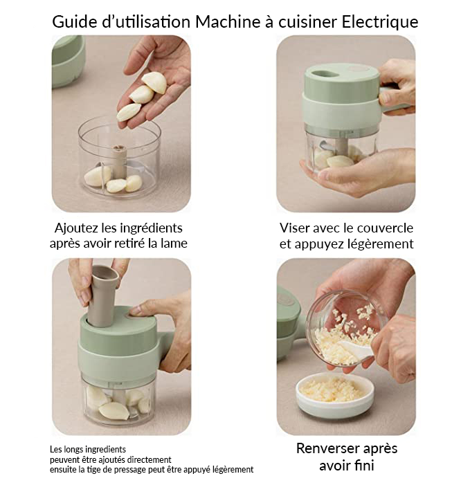 Mini Hachoir électrique à légumes sans fil 2 en 1 – Image 13