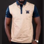 Polo Adulte Burkindi avec motif  - Bleu/Beige