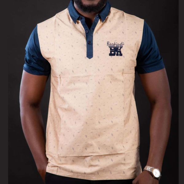 Polo Adulte Burkindi avec motif  - Bleu/Beige