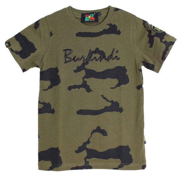 T-shirt Enfant Burkindi avec motif à col rond - Vert/Multicolore