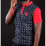 Polo Adulte Burkindi avec motif  - Bleu/Rouge