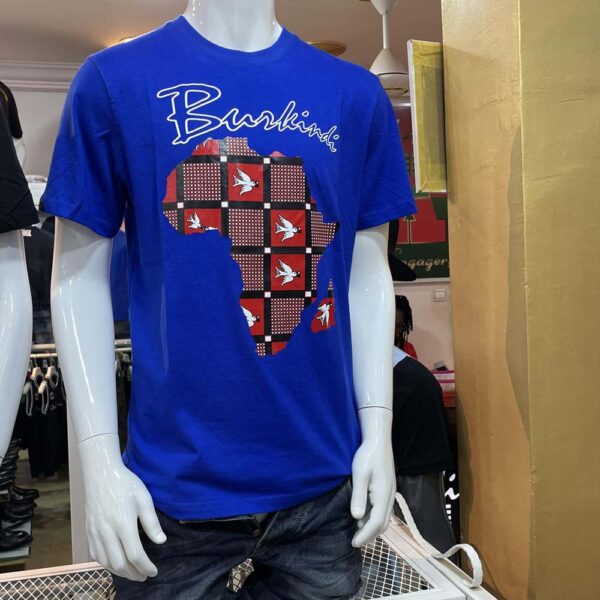 T-shirt Burkindi Afrique Lwili à col rond - Bleu