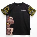 T-shirt Burkindi motif Afrique Bogolan à col rond - Noir