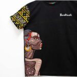 T-shirt Burkindi motif Afrique Bogolan à col rond - Noir – Image 3