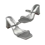 Sandales à talons brillant à bride - Argent – Image 2