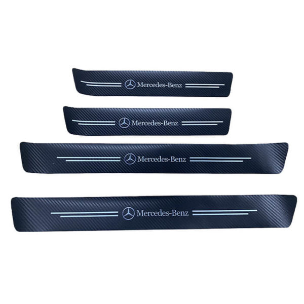 4pcs Autocollant de protection de seuil de porte de voiture -MERCEDES