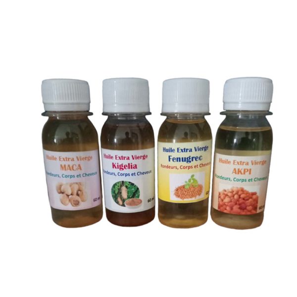 Pack 4 huiles Fenugrec Kigelia Maca Akpi