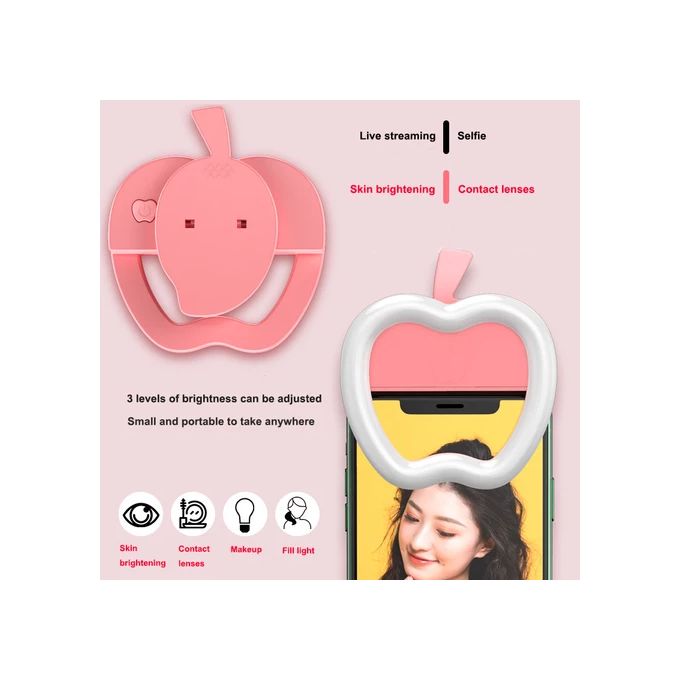 Selfie Ring Light - Avec Lumière LED en Forme de Pomme Rose – Image 2