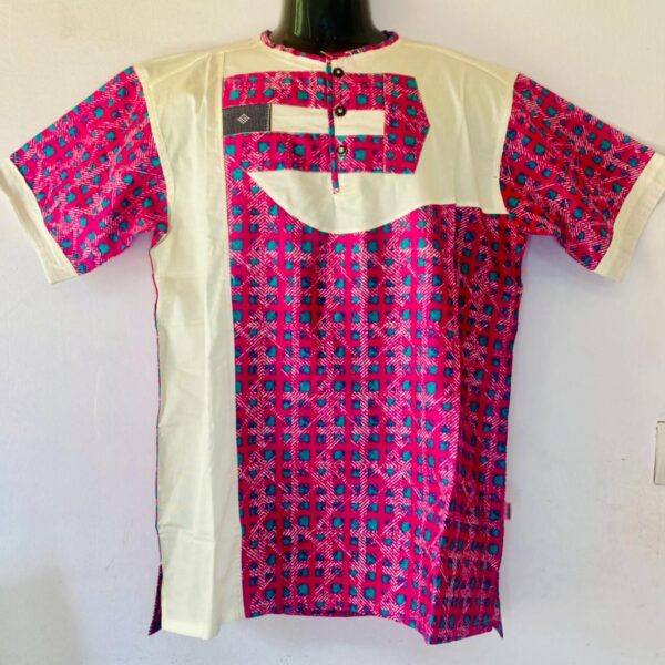 Chemise Deux Tons aux manches courtes - Rose/Beige