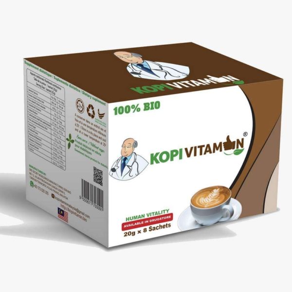 Café Kopi Vitamine - 100% Bio pour Hommes et Femmes - 8 Sachets de 20 g