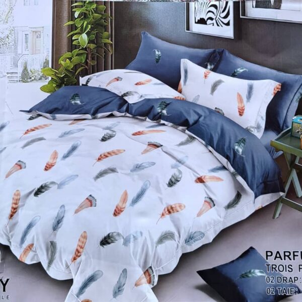 Lot de 2 Draps de lit 3 Places et taies d'oreillers