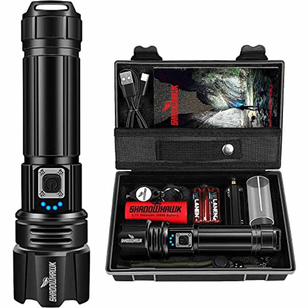 Shadowhawk Lampe torche de poche LED rechargeable par USB