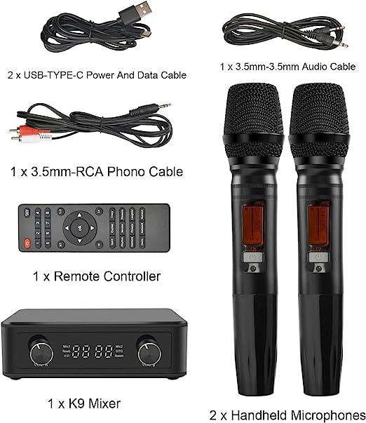 OMIRA Système de microphones de karaoké Bluetooth, 2 Micros portables OTG & Audio & Mix, Smart TV, Home Cinéma, PC – Image 6