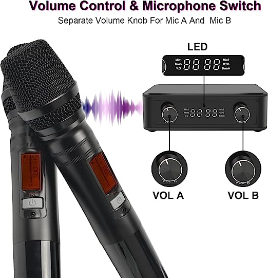 OMIRA Système de microphones de karaoké Bluetooth, 2 Micros portables OTG & Audio & Mix, Smart TV, Home Cinéma, PC – Image 5