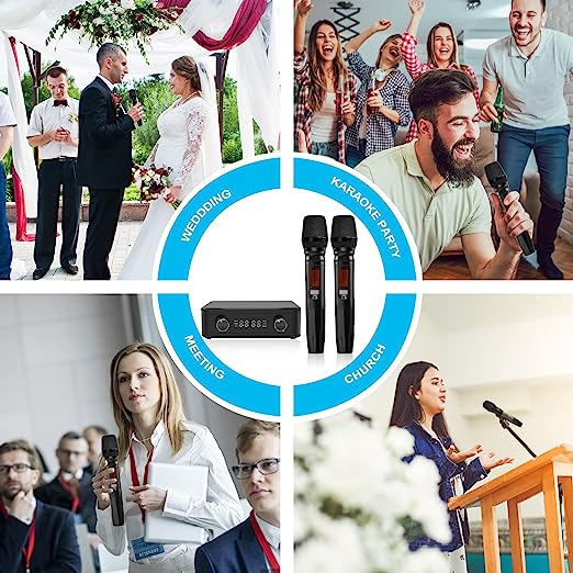OMIRA Système de microphones de karaoké Bluetooth, 2 Micros portables OTG & Audio & Mix, Smart TV, Home Cinéma, PC – Image 2