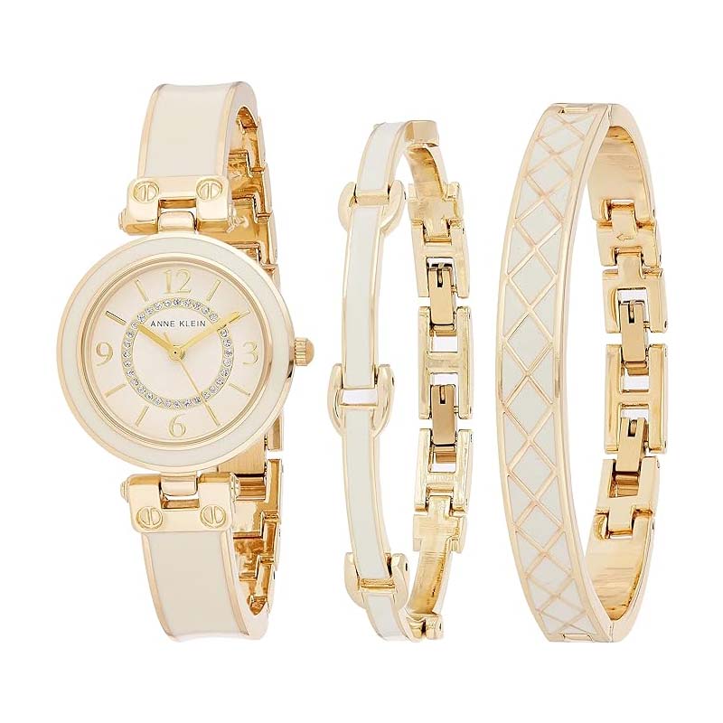 Anne Klein Ensemble de montre et de bracelet jonc aux accents scintillants pour femmes