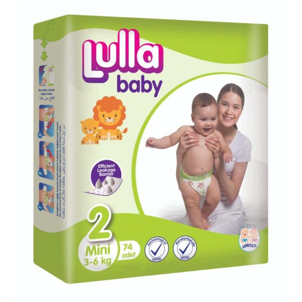 Couches jetables LULLA BABY Taille 2 (3-6kg) - 74 couches