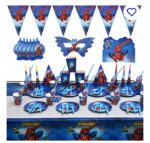 Kit de 82 pièces pour anniversaire enfant - Spiderman - Bleu