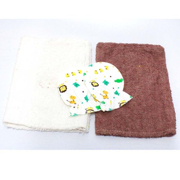 Lot De 2 Serviettes + Une Paire de Gants Pour Bébé