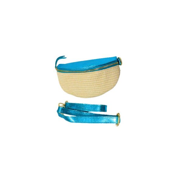 Sac Banane Avec Bandoulière - Bleu/Beige