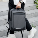 Sac à dos imperméable pour l'école et bureau gris cendre
