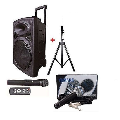 Enceinte Haut Parleur Bluetooth + 2 Micros + Pieds