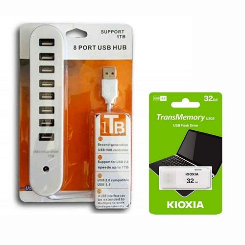 Multiport USB 7 En 1 + Clé USB 32Go Offerte