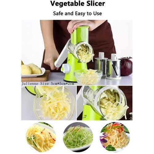 Blender Trancheuse à Légumes Manuel 3en1 Râpeuse Pour Concombres, Oignons, Tomates, Fromages - Vert