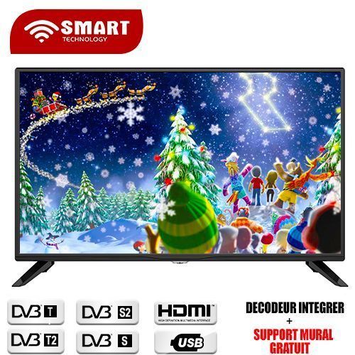TV LED HD 32" - Régulateur & Décodeur Intégrés STT-5032 Ou STT-7734 Ou STT-5532E - Noir - Garantie 12 Mois