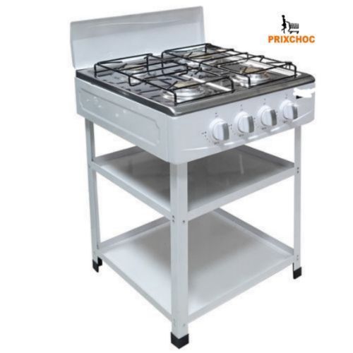 Cuisinière à Gaz 4 Feux Avec Étagère - Blanc