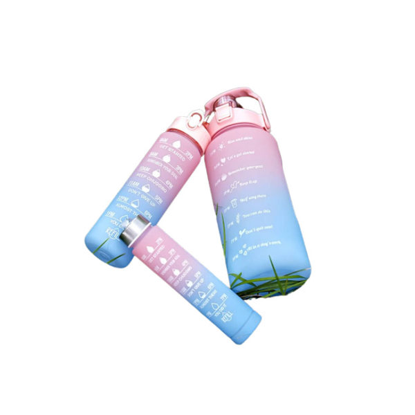 Bouteille D'eau De motivation Grande Capacité 3 En 1 - Rose Dégradée