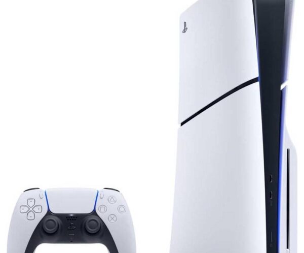 Sony PlayStation 5 console (digital edition) with wireless DualSense controller on white background.