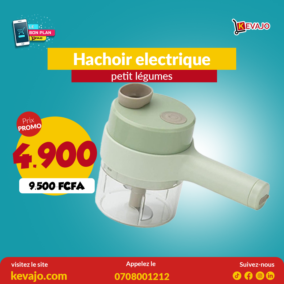 Mini Hachoir électrique à légumes sans fil 2 en 1