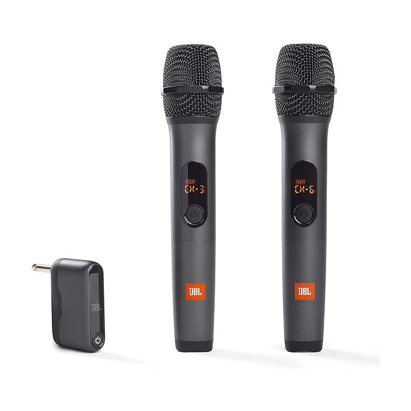 Système de microphone sans fil Bluetooth JBL à 2 microphones, récepteur sans fil UHF double canal rechargeable