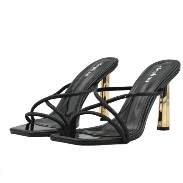 Sandales à talons en strass – Noir