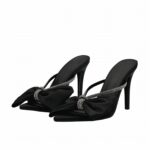 Sandales à talons aiguille en cuir – Noir