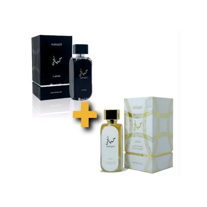 vgteget Lot de 2 Parfums De Couple HAYAATI Black - White GOLD ELIXIR 100ml – Image 1