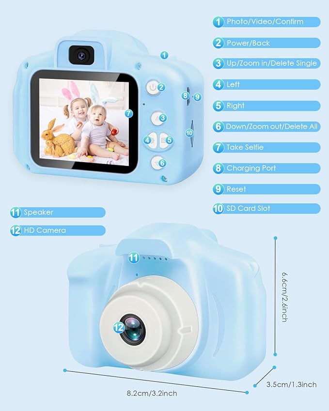 Appareil Photo pour Enfants, 2,0 Pouces, écran HD 12 Mpx, 1080P – Image 6